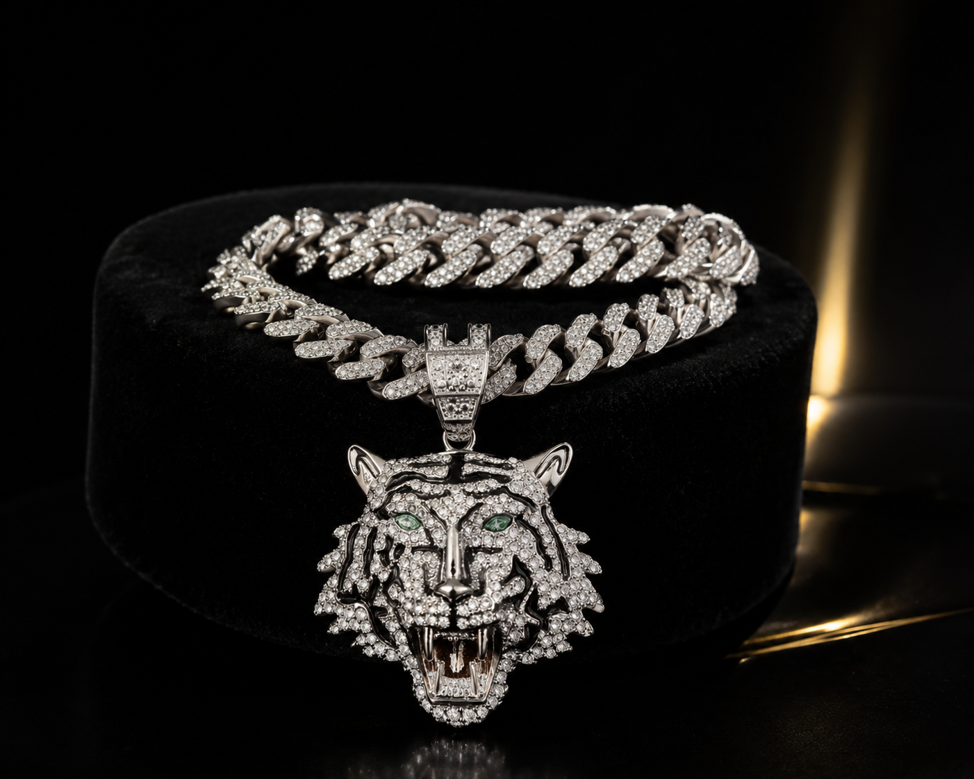 TORA — Collier Pendentif Tigre Chaîne Cubaine