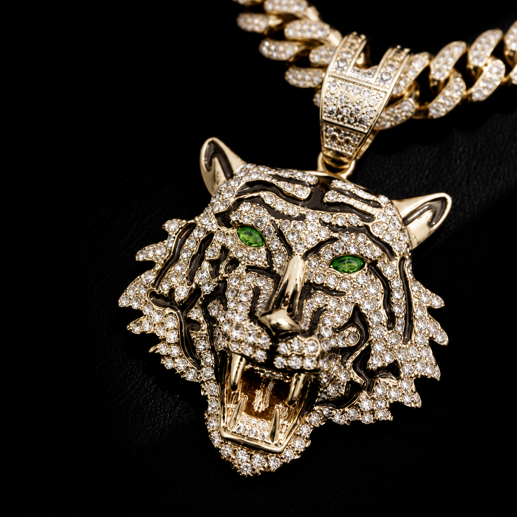 TORA — Collier Pendentif Tigre Chaîne Cubaine