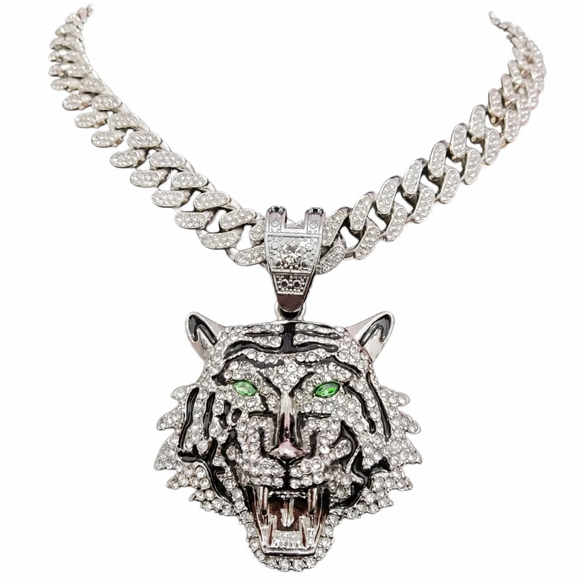 TORA — Collier Pendentif Tigre Chaîne Cubaine
